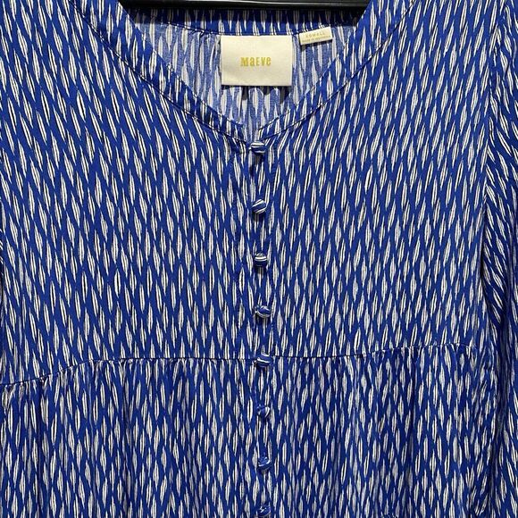 Maeve Anthropologie Lila Tunic Top Women’s XS Blue Tiered Pockets 3/4 Sleeve - Picture 5 of 9